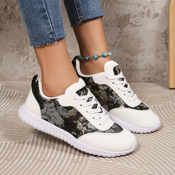 Versatile Lace-Up Thick-Soled Sneakers