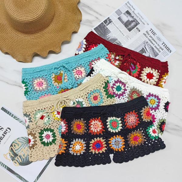 Hand-Crocheted Boho Flower Shorts – Festival Hot Pants