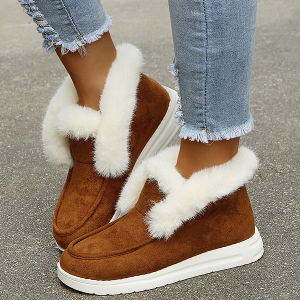 Women's Warm Plush Fur Snow Boots – Suede Ankle Boots