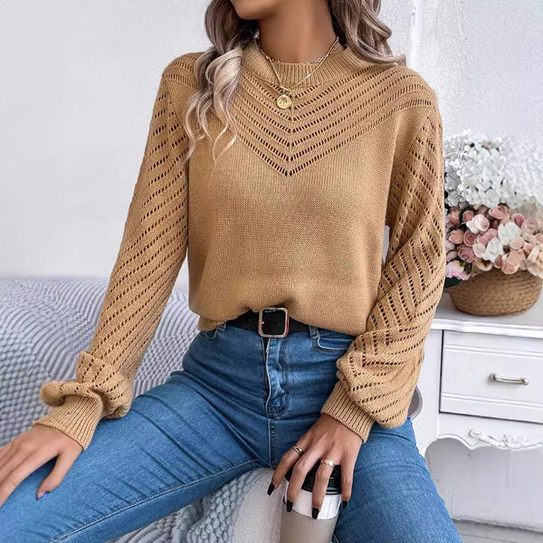 Casual Hollow Lantern Sleeve Sweater