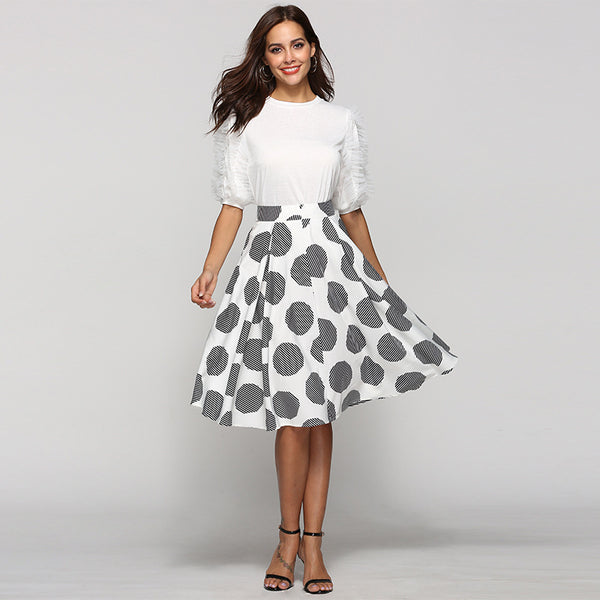 Chic Elegance Large Polka Dot Round Skirt