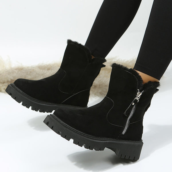 Cozy Faux Suede Snow Boots | Women's Plush-Lined Winter Footwear